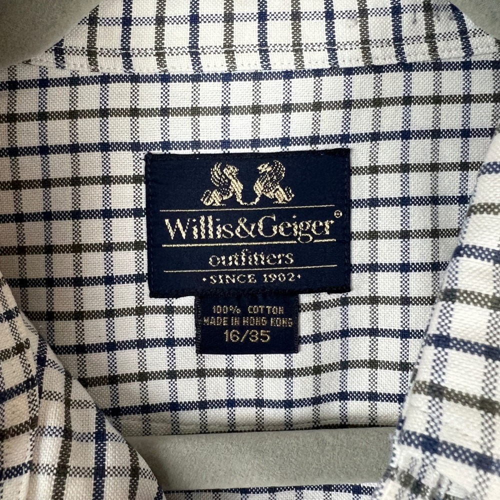 Willis & Geiger Dress Shirt Men 16/35 White Tattersall Check Cotton Button Down - Picture 2 of 9
